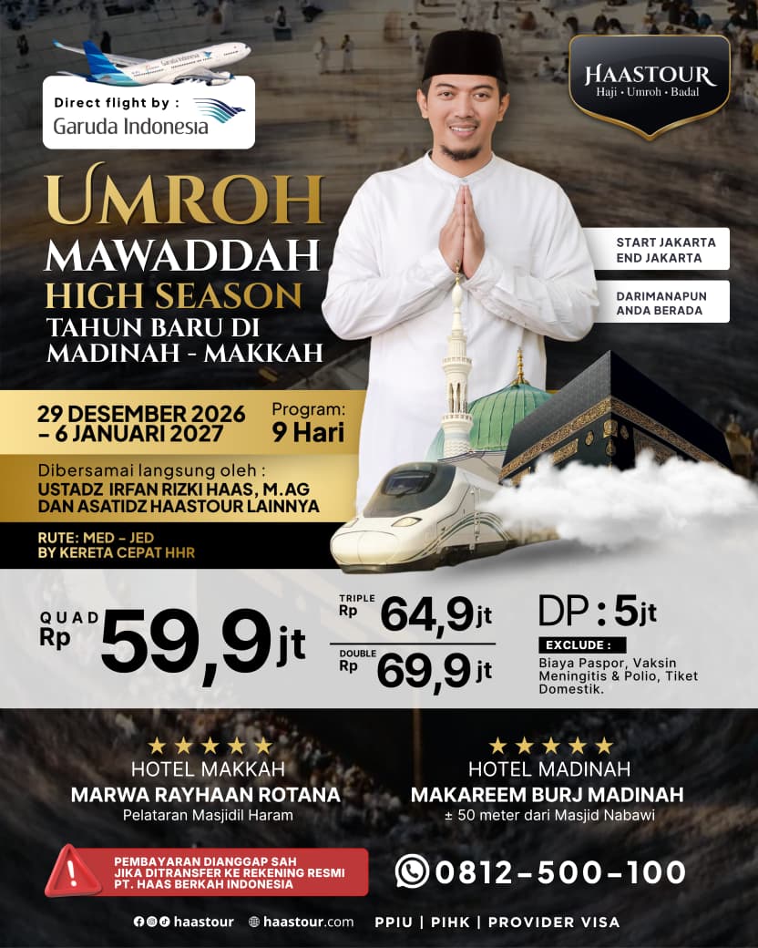 Umroh Spesial Tahun Baru 2026/2027 Bersama Ustadz Irfan Rizki Haas, M.Ag